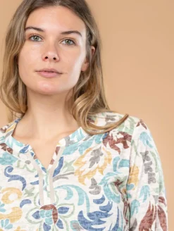 Blouse dévoré fleurs galon