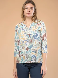 Blouse dévoré fleurs galon