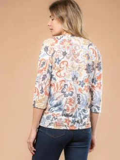 Blouse dévoré fleurs galon