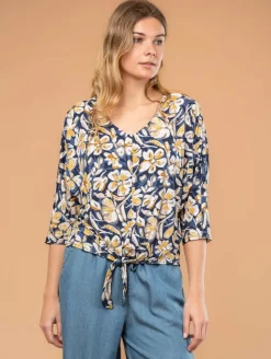 Blouse fleurie bas noué