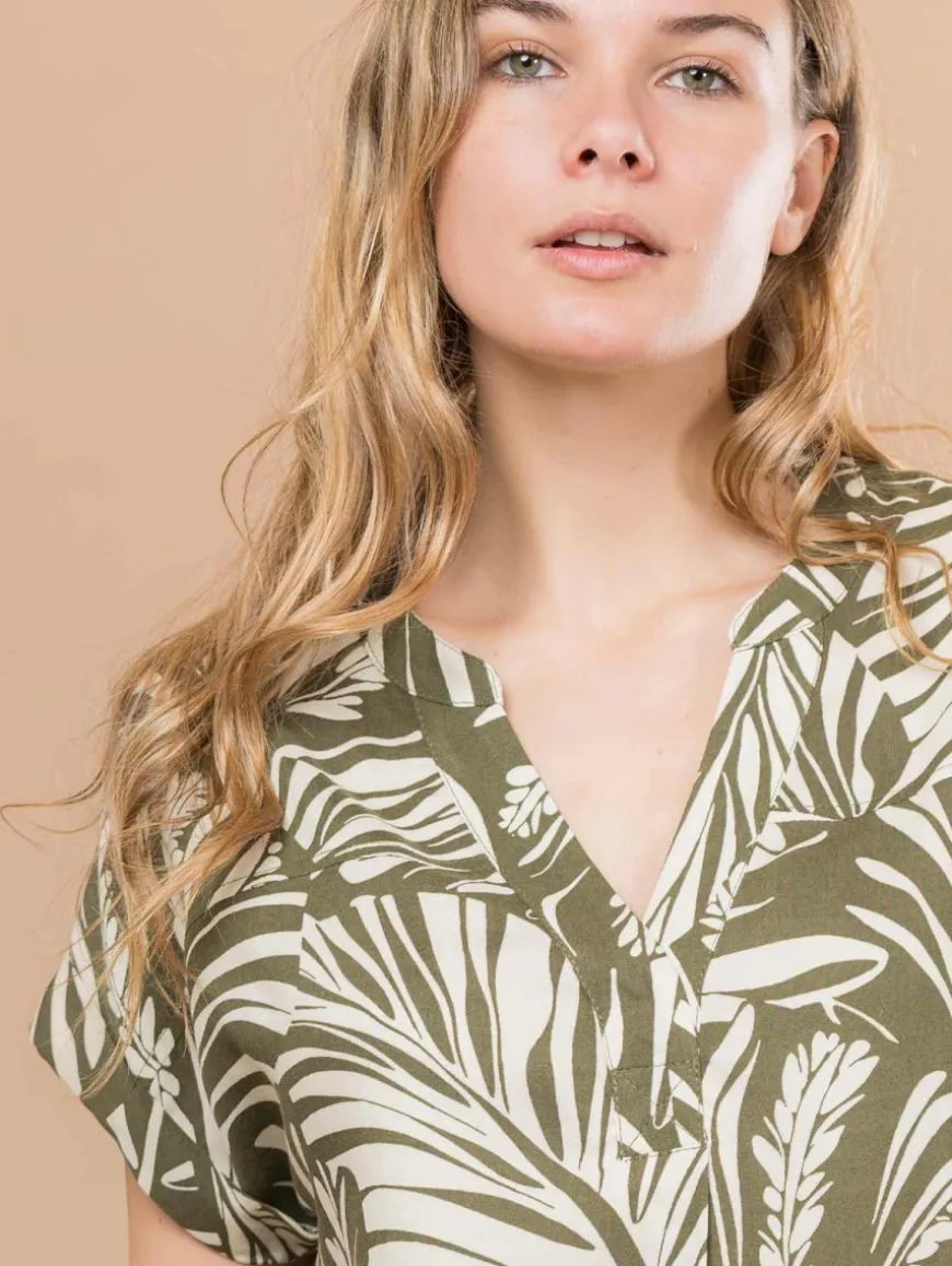 Blouse imprimé feuillage