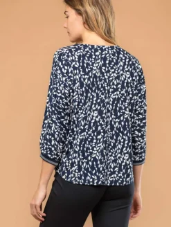 Blouse imprimé feuillage col V