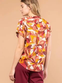 Blouse imprimé feuilles fantaisie