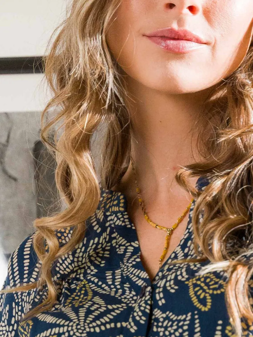 Blouse imprimé feuilles fantaisie