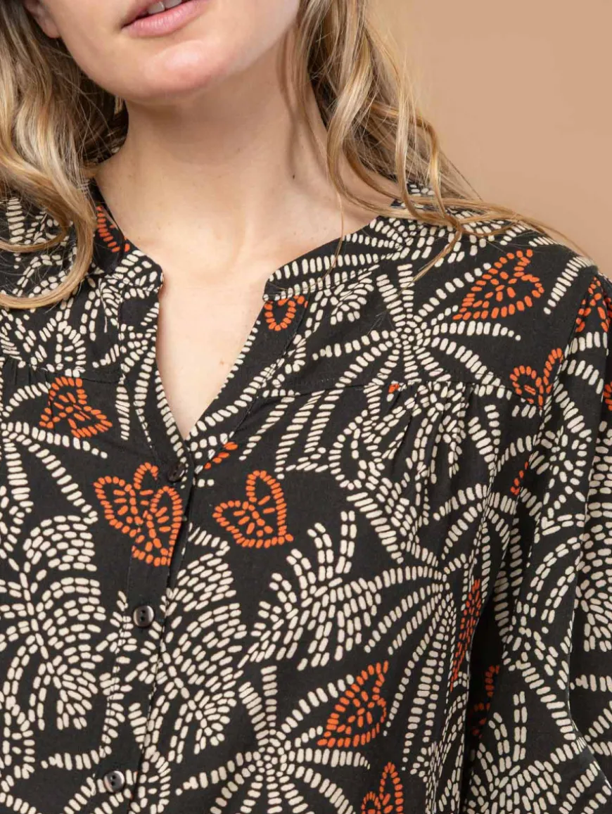 Blouse imprimé feuilles fantaisie