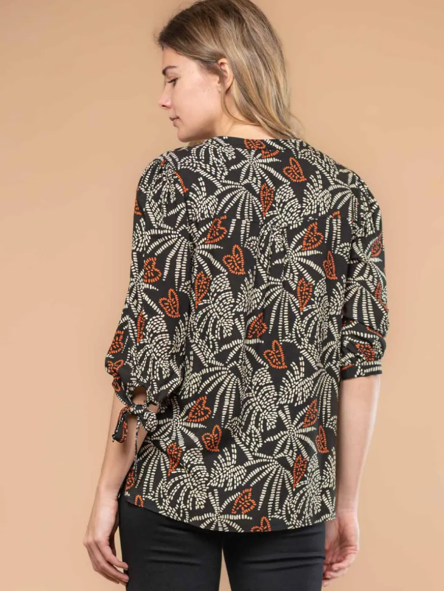 Blouse imprimé feuilles fantaisie