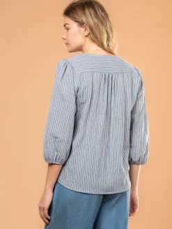 Blouse rayée galon macramé