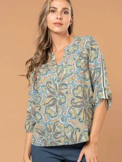 Chemise imprimé cachemire galons