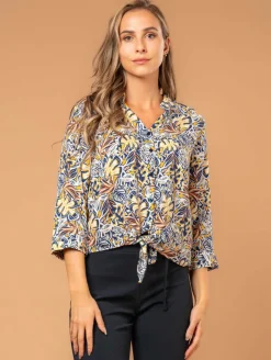 Chemise imprimé feuillage bas noué