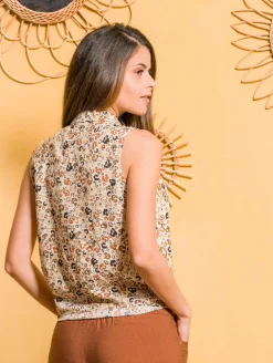 Chemise imprimé fleuri bas noué