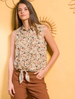 Chemise imprimé fleuri bas noué