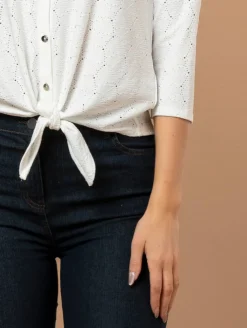Chemise maille brodée bas noué