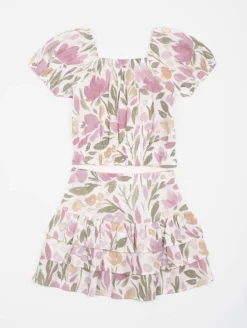 Ensemble fille top jupe fleurs aquarelle