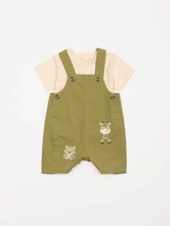 Ensemble tee-shirt salopette animaux