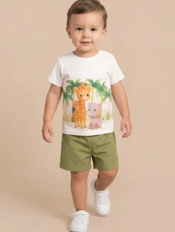 Ensemble tee-shirt short animaux