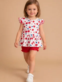 Ensemble tunique bloomer cerises