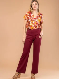 Pantalon droit maille nid d'abeille
