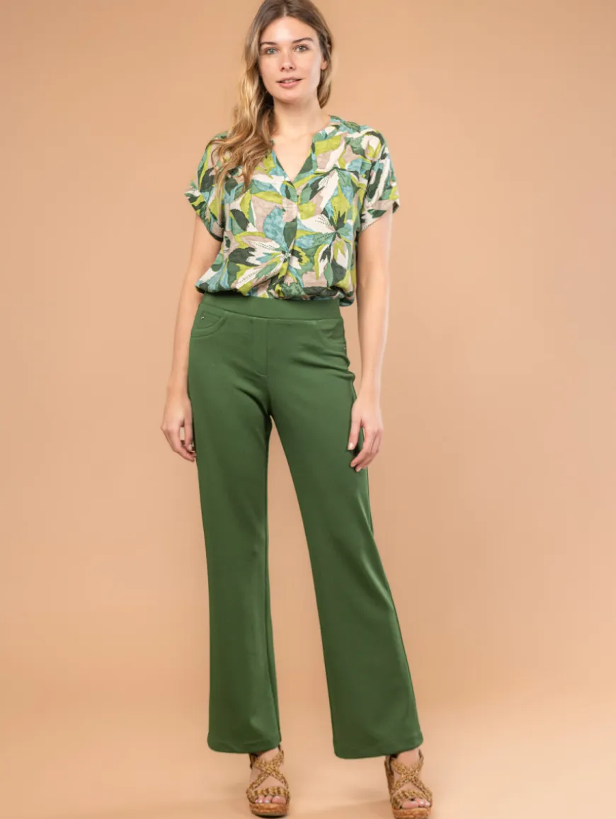 Pantalon droit maille nid d'abeille