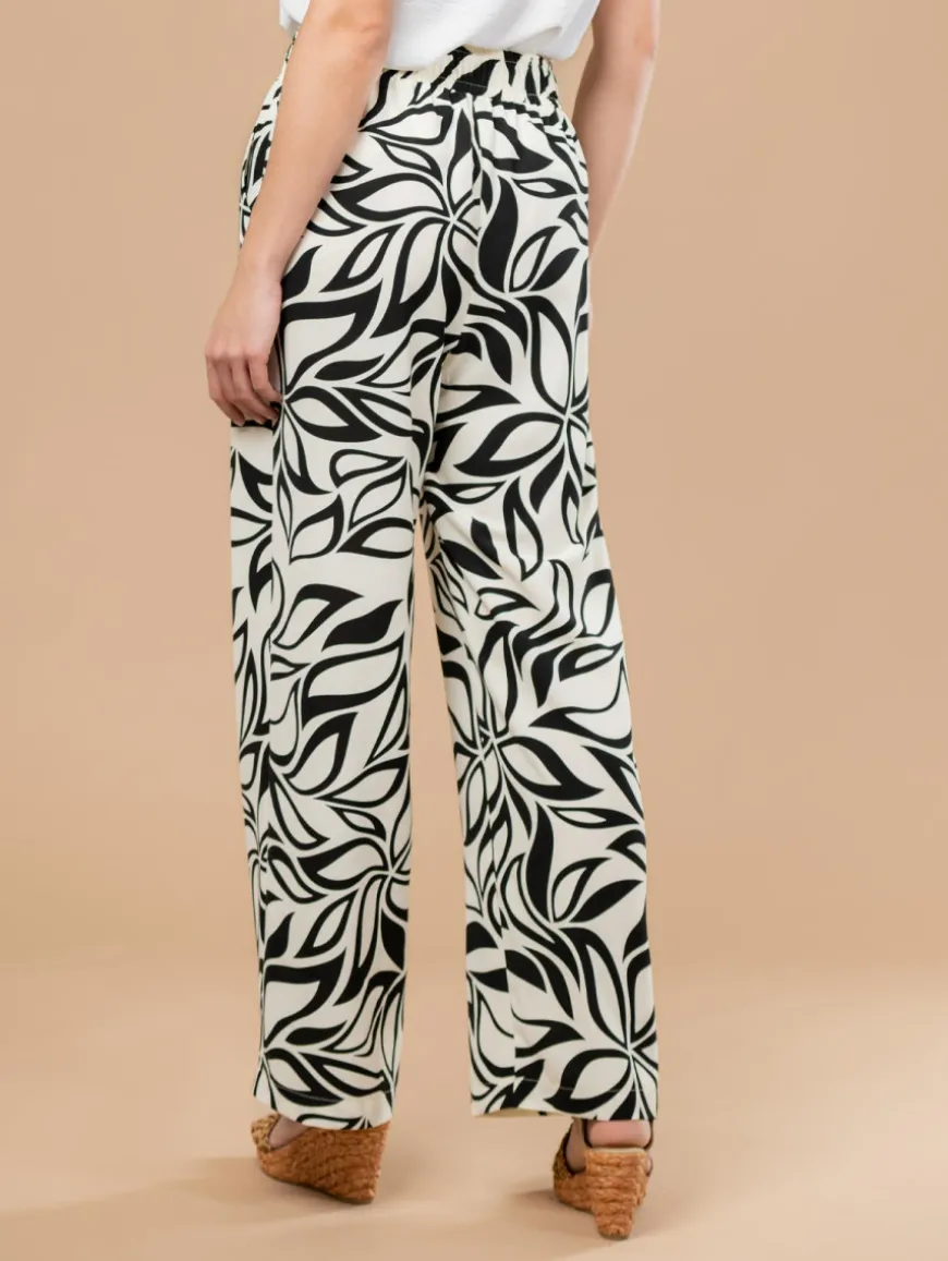Pantalon fluide feuilles graphiques