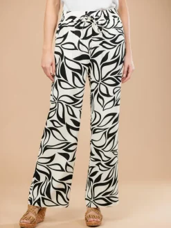 Pantalon fluide feuilles graphiques