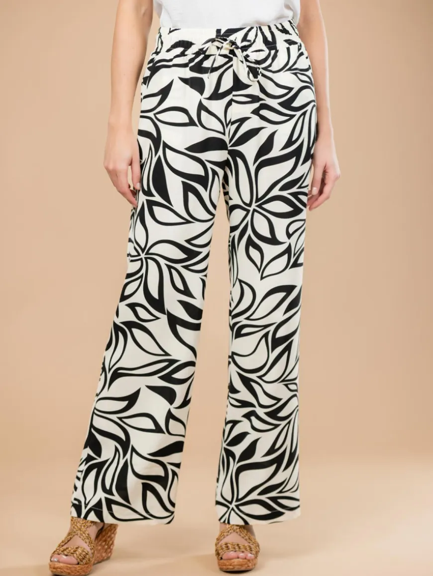 Pantalon fluide feuilles graphiques