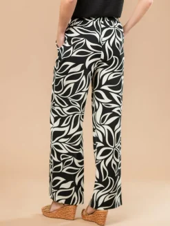 Pantalon fluide feuilles graphiques