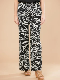 Pantalon fluide feuilles graphiques