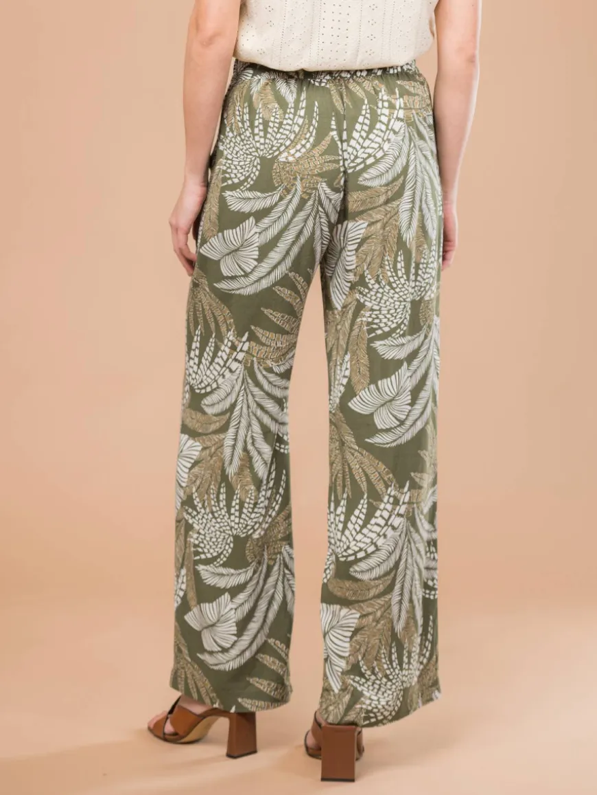 Pantalon fluide imprimé feuillage