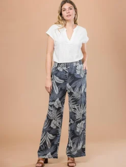 Pantalon fluide imprimé feuillage