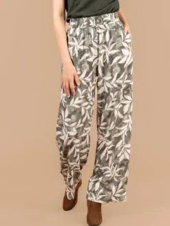 Pantalon fluide imprimé feuillage