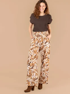 Pantalon fluide imprimé feuillage