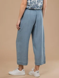 Pantalon large 7/8 effet denim