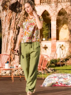 Pantalon large effet froissé