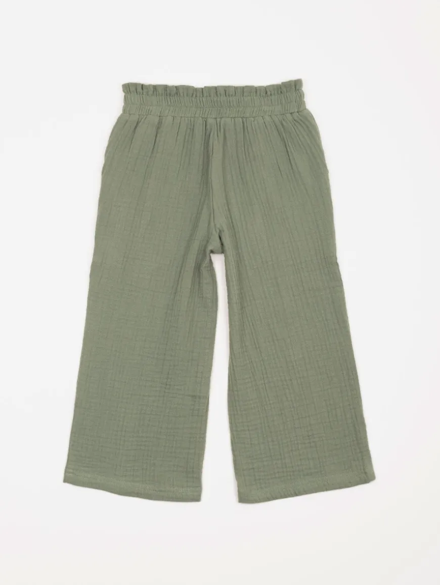Pantalon large gaze de coton