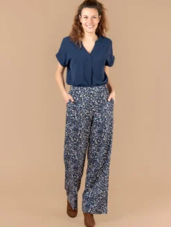 Pantalon large imprimé fleuri
