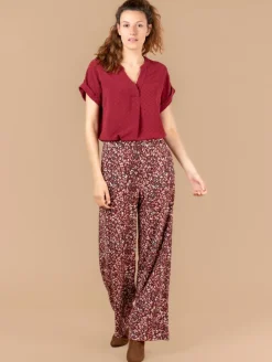 Pantalon large imprimé fleuri