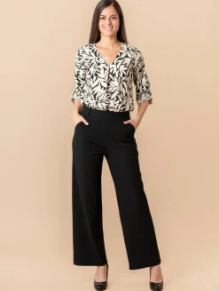 Pantalon large uni crépon