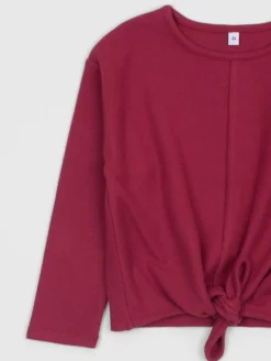 Pull fin fille bas noué