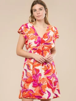 Robe fleurs aquarelle dos noué