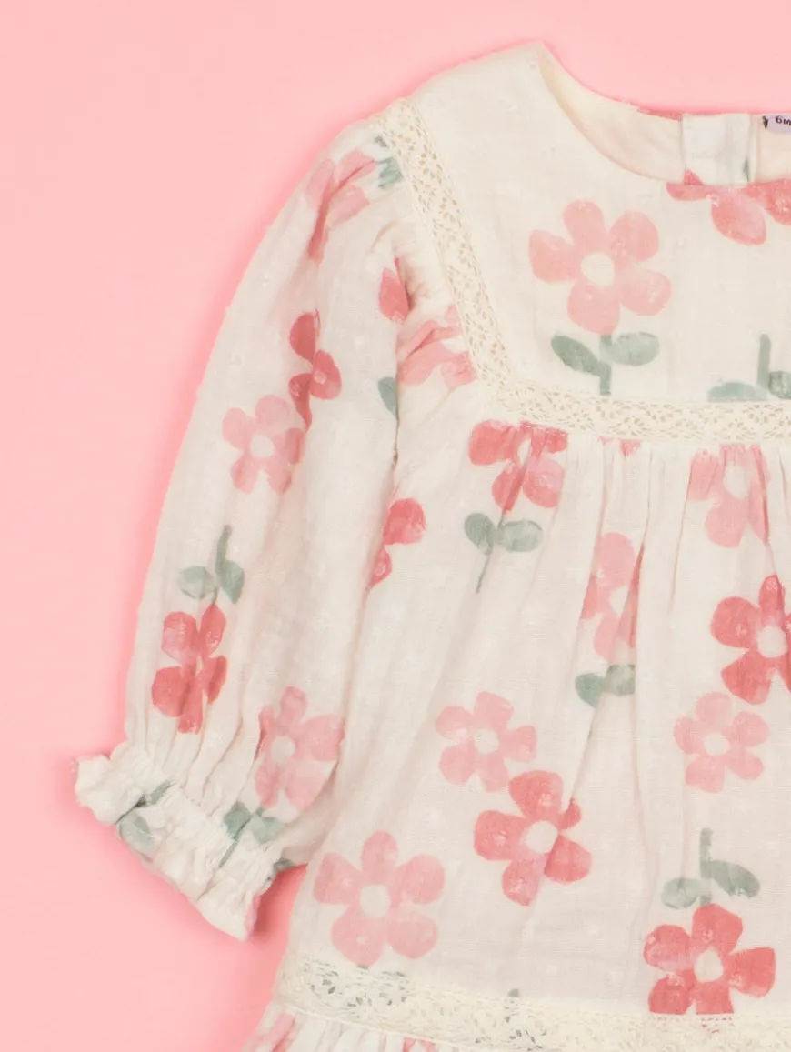 Robe gaze de coton imprimé fleuri