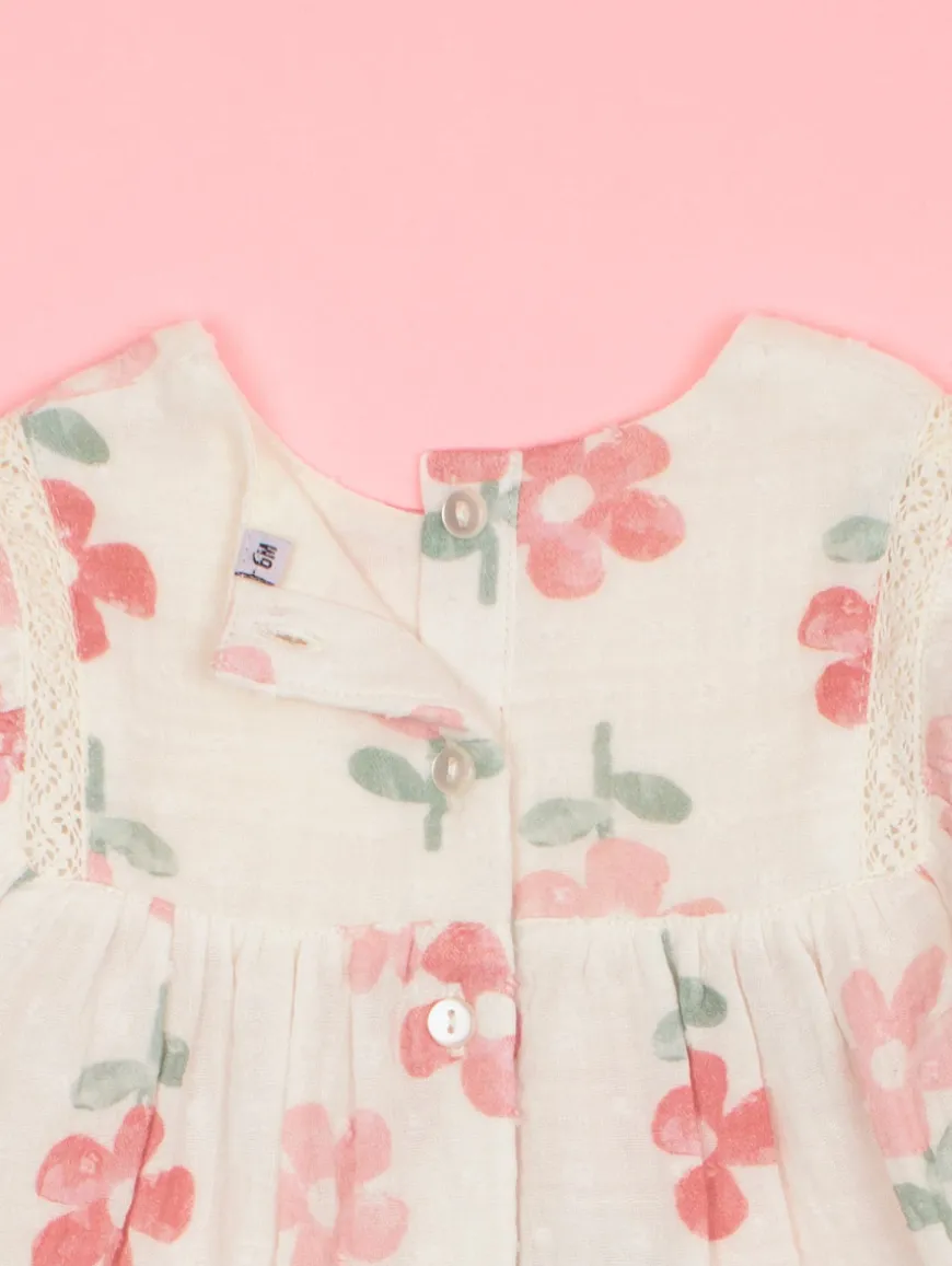 Robe gaze de coton imprimé fleuri