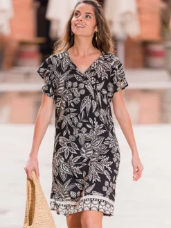 Robe imprimé fleurs bicolores