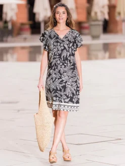 Robe imprimé fleurs bicolores