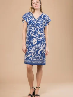 Robe imprimé fleurs bicolores