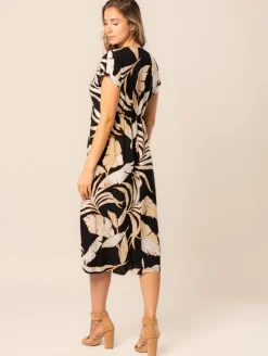 Robe longue imprimé feuillage