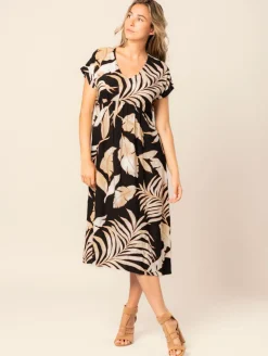 Robe longue imprimé feuillage