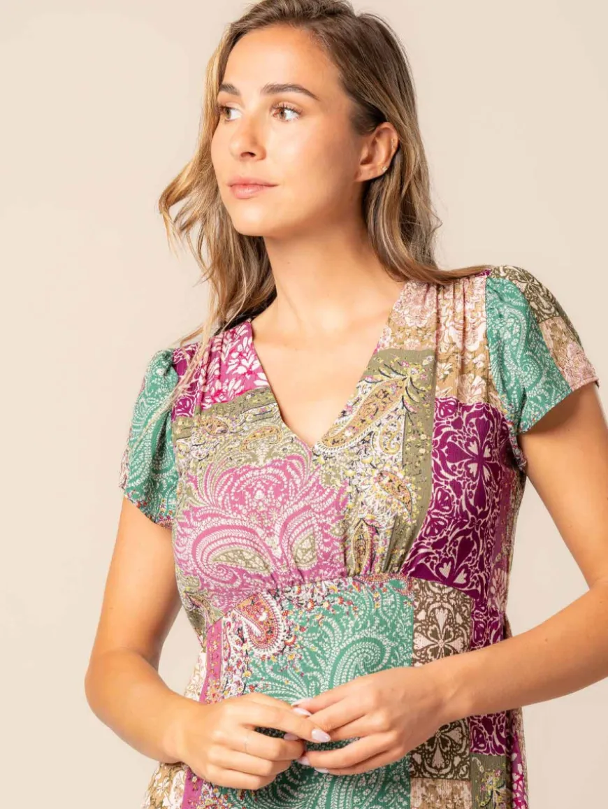 Robe longue imprimé patchwork