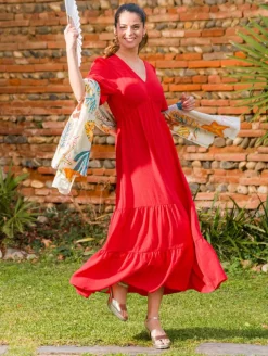Robe longue volants