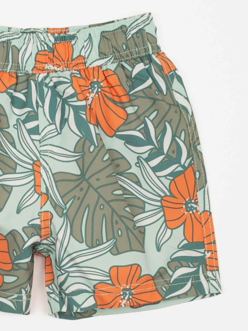 Short de bain imprimé tropical