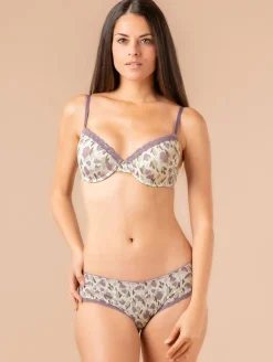 Shorty imprimé tulipes dentelle